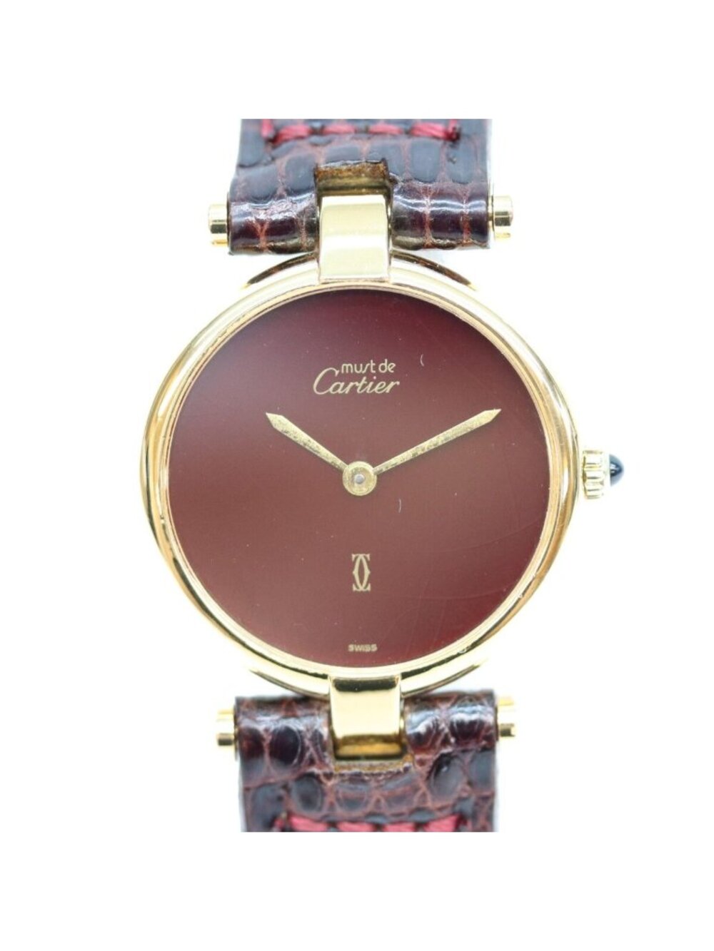 Cartier 925 Garnet Dial Bordeaux Must Vendome SM Vermeil Watch